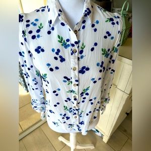 Anthro, Blueberry Long Sleeve Top